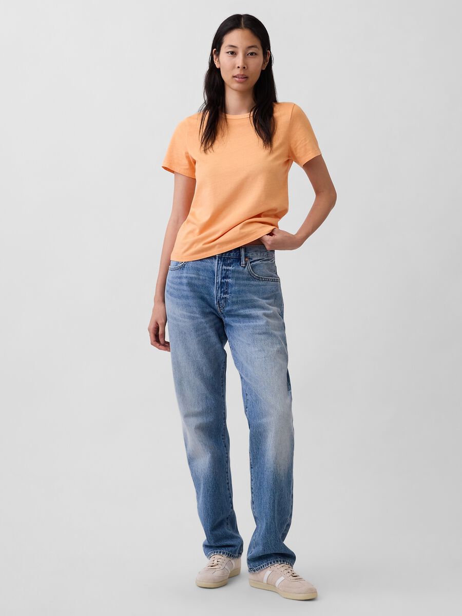 Orange pure cotton crew neck t-shirt regular fit Woman_1