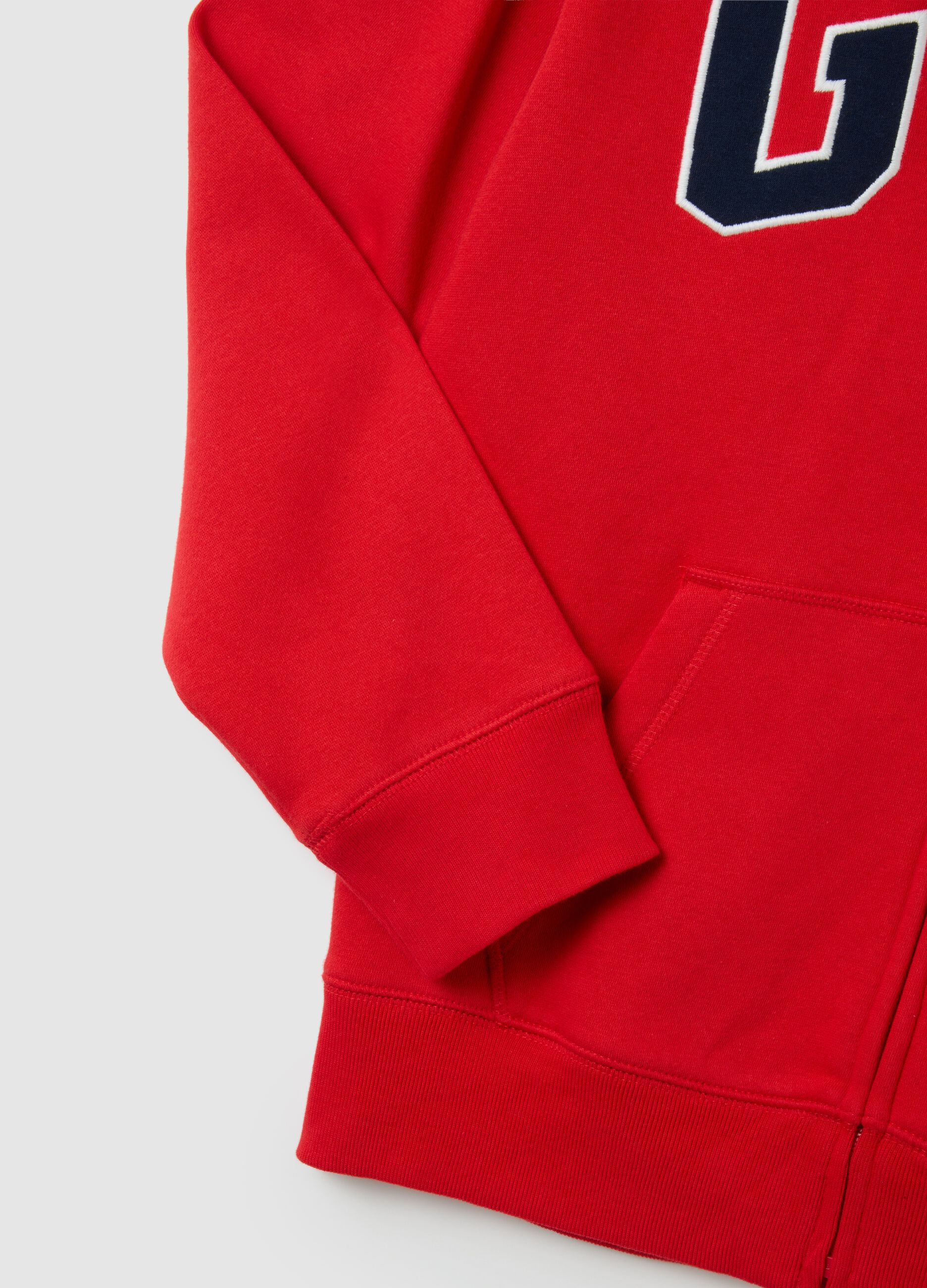 Full-zip fleece sweatshirt with logo embroidery_2