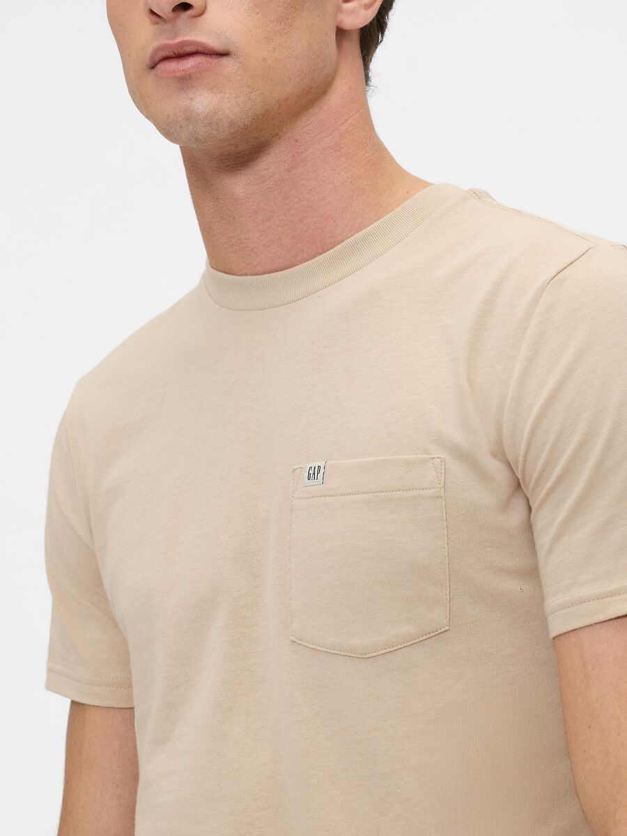 T-shirt beige in cotone a maniche corte Uomo_3