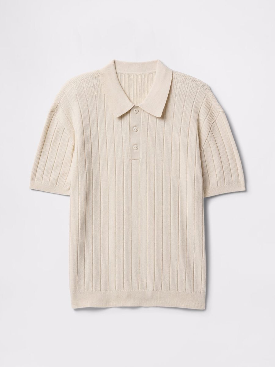 Polo a maniche corte beige in cotone Bambino_3