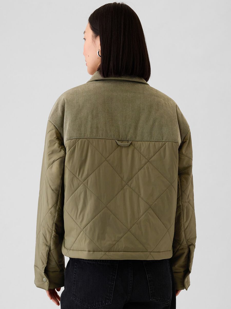 Giacca corta trapuntata con dettagli in corduroy Donna_2