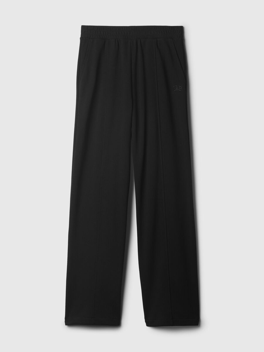 Joggers wide leg in felpa con ricamo logo Donna_2