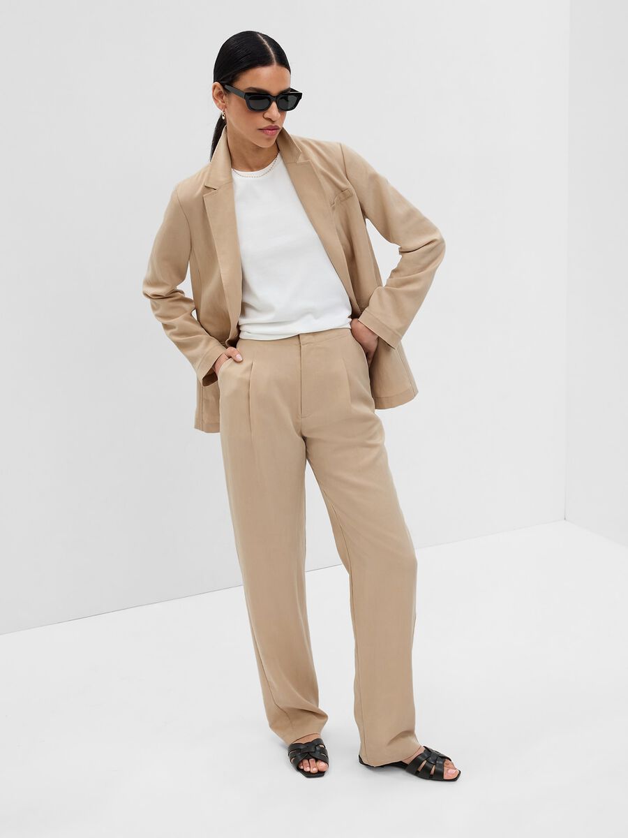 High-waist trousers with darts Woman_1