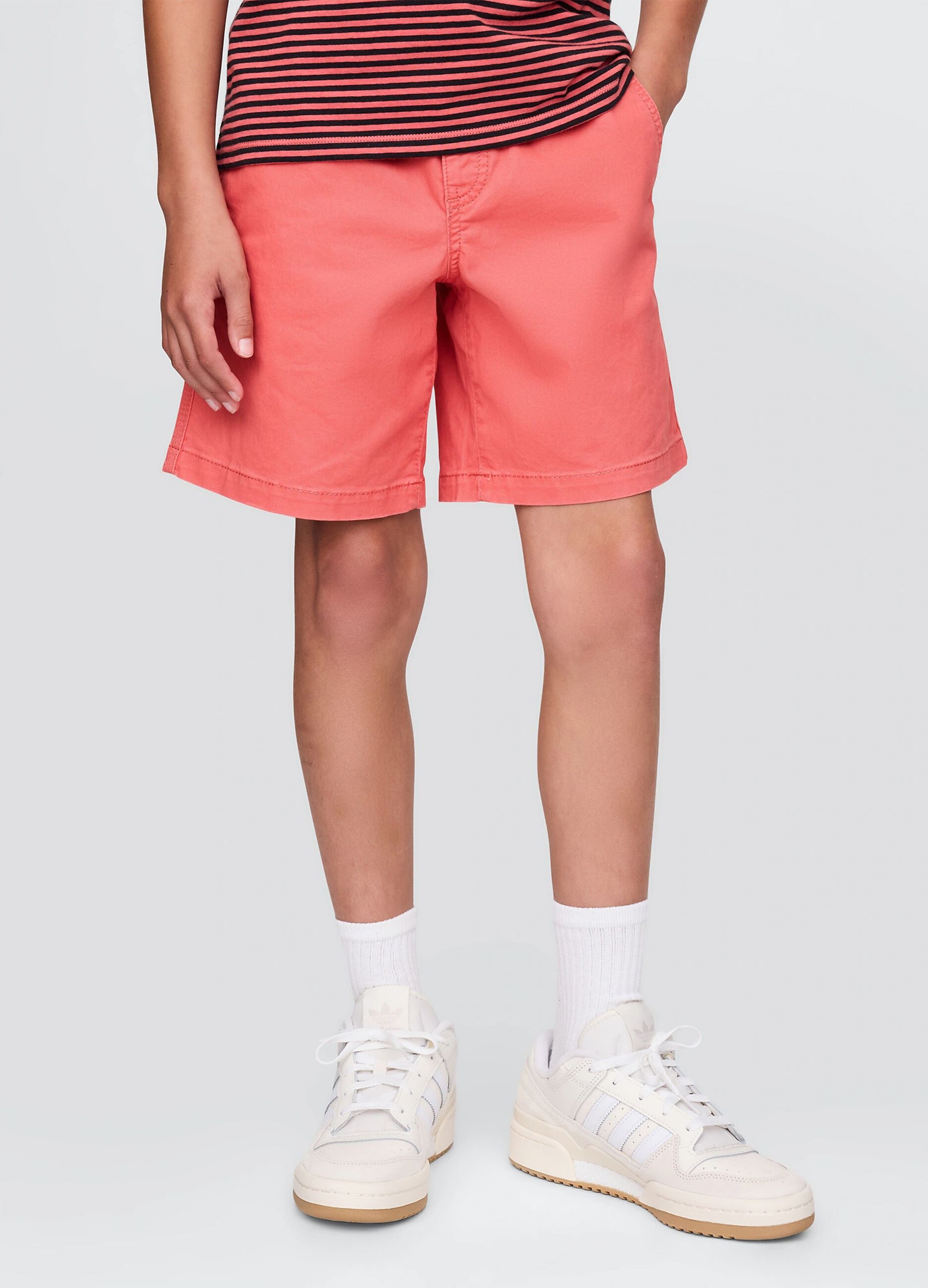 Shorts arancioni in cotone elasticizzato_1