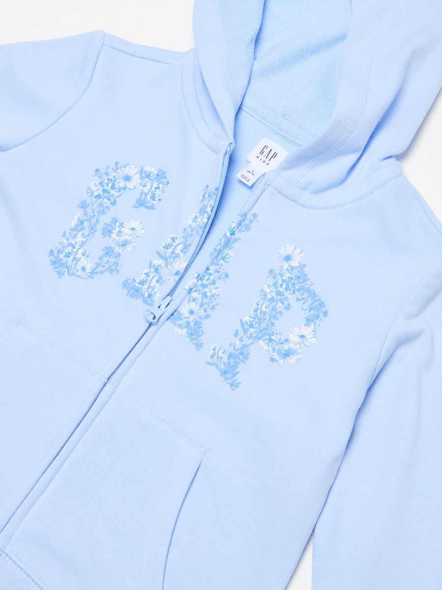 Full-zip con cappuccio stampa logo floreale Bambina_2