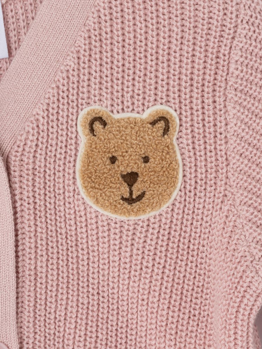 Pullover con scollo a V e patch orsetto bouclé Neonato_2
