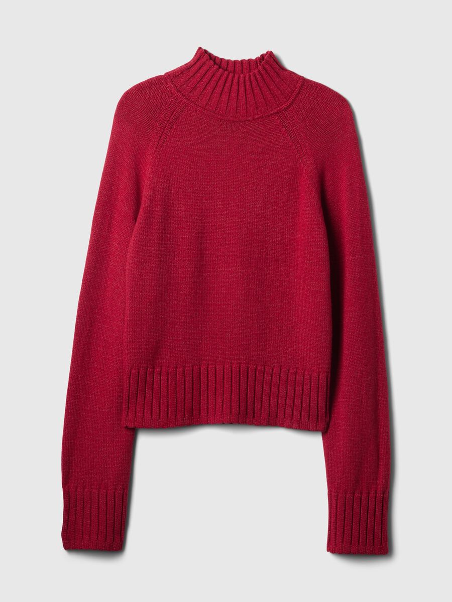 Cropped sweater with mock neck and raglan sleeves Woman_3