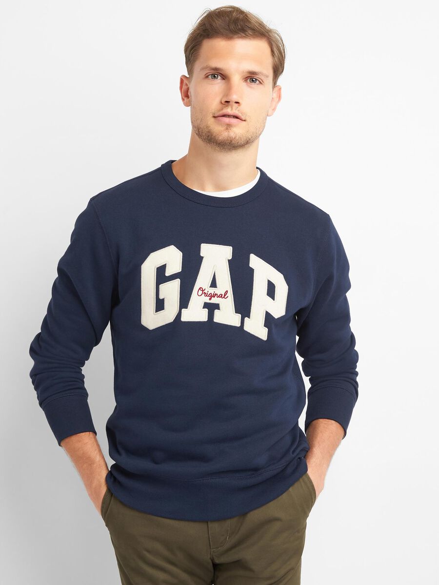 Felpa girocollo con patch logo e ricamo Uomo_0