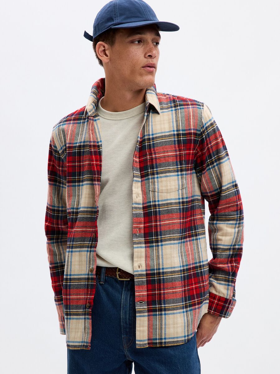Camicia regular fit in flanella check Uomo_0