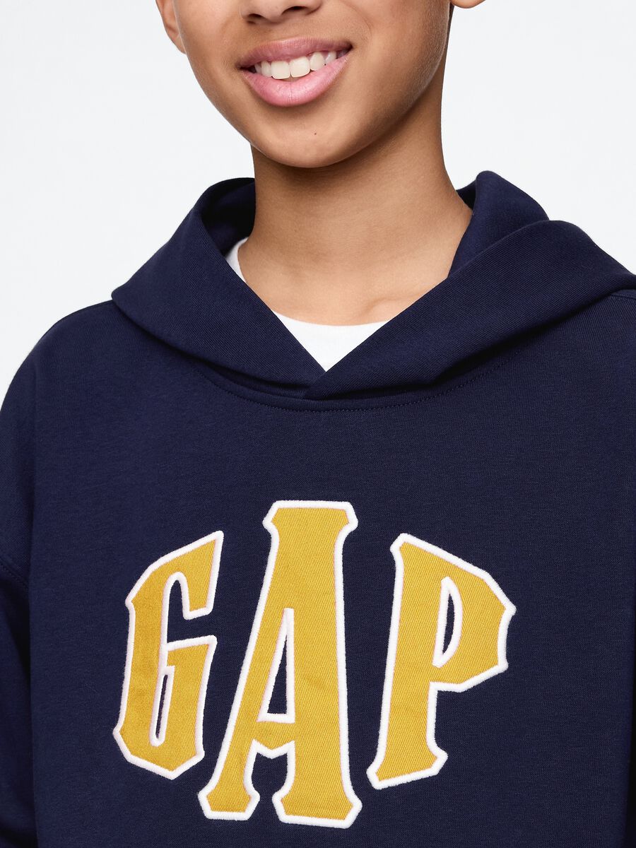 Felpa blu con cappuccio e logo GAP Bambino_3