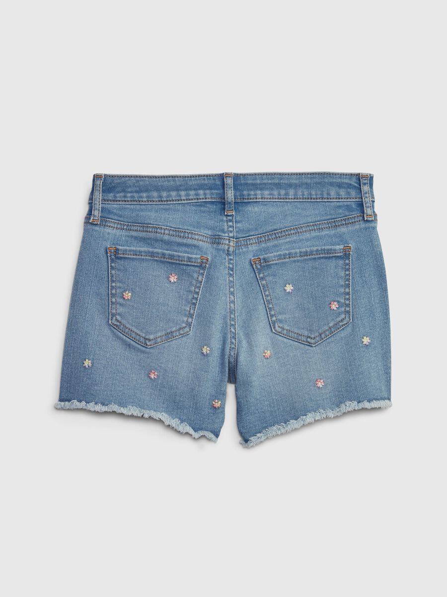 Denim shorts with flower embroidery Girl_1