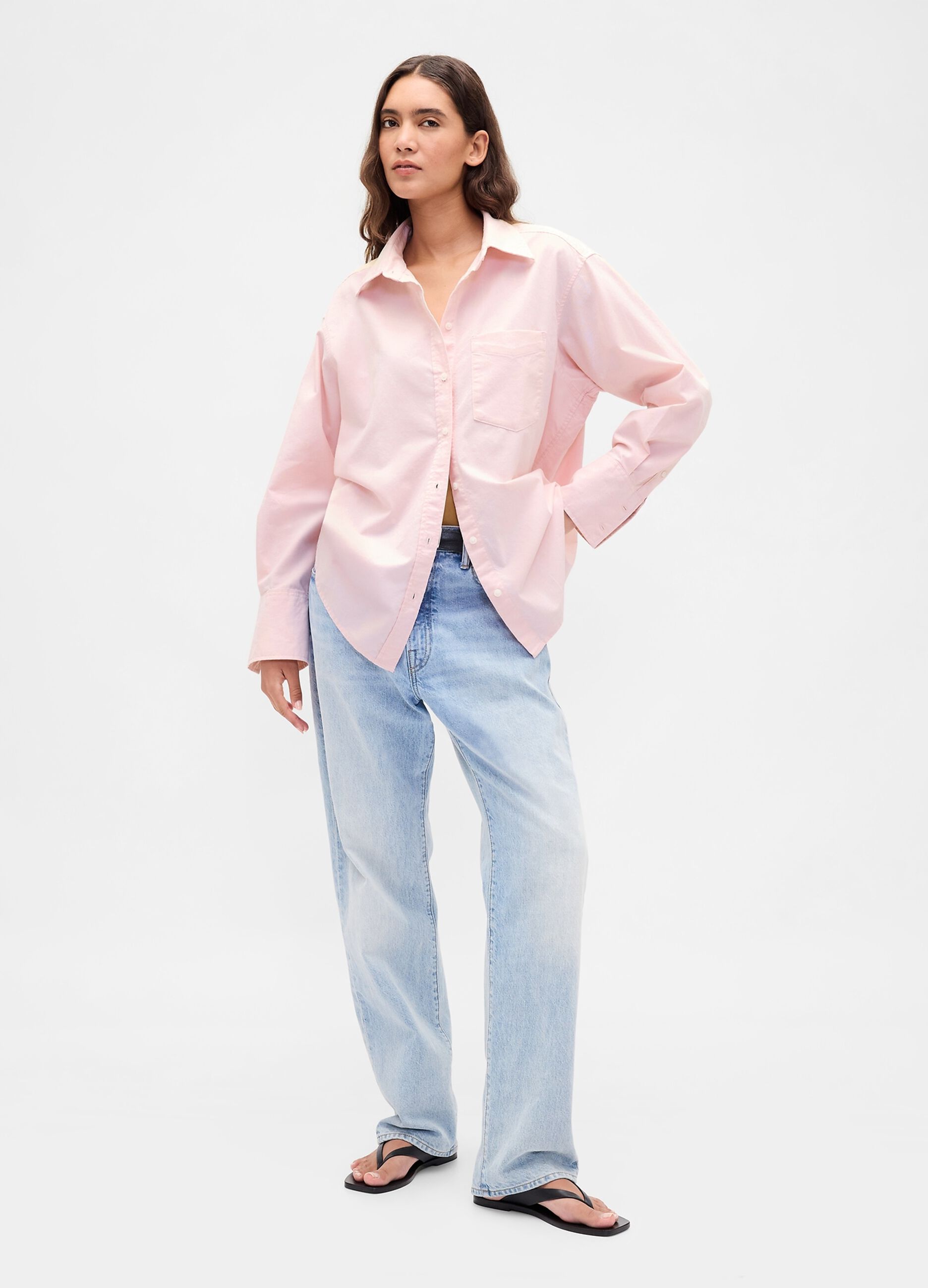 Camicia rosa in cotone a maniche lunghe_2