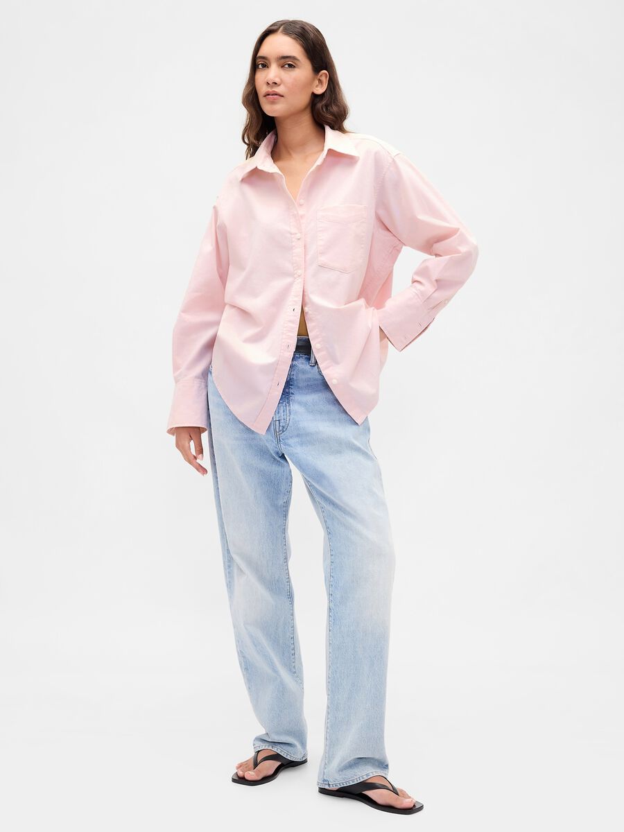 Camicia rosa in cotone a maniche lunghe Donna_2