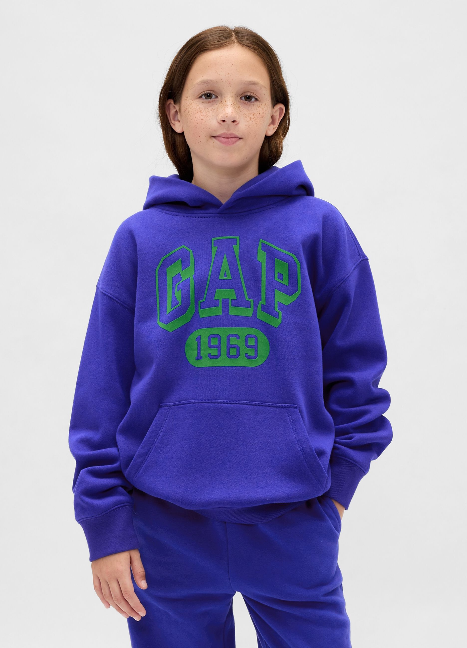 Felpa blu per bambino con logo_3