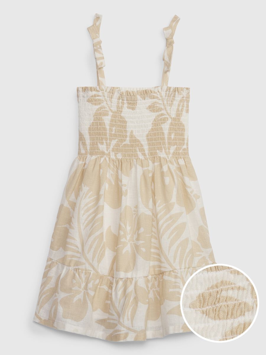 Linen and cotton dress with print Newborn Boy_0