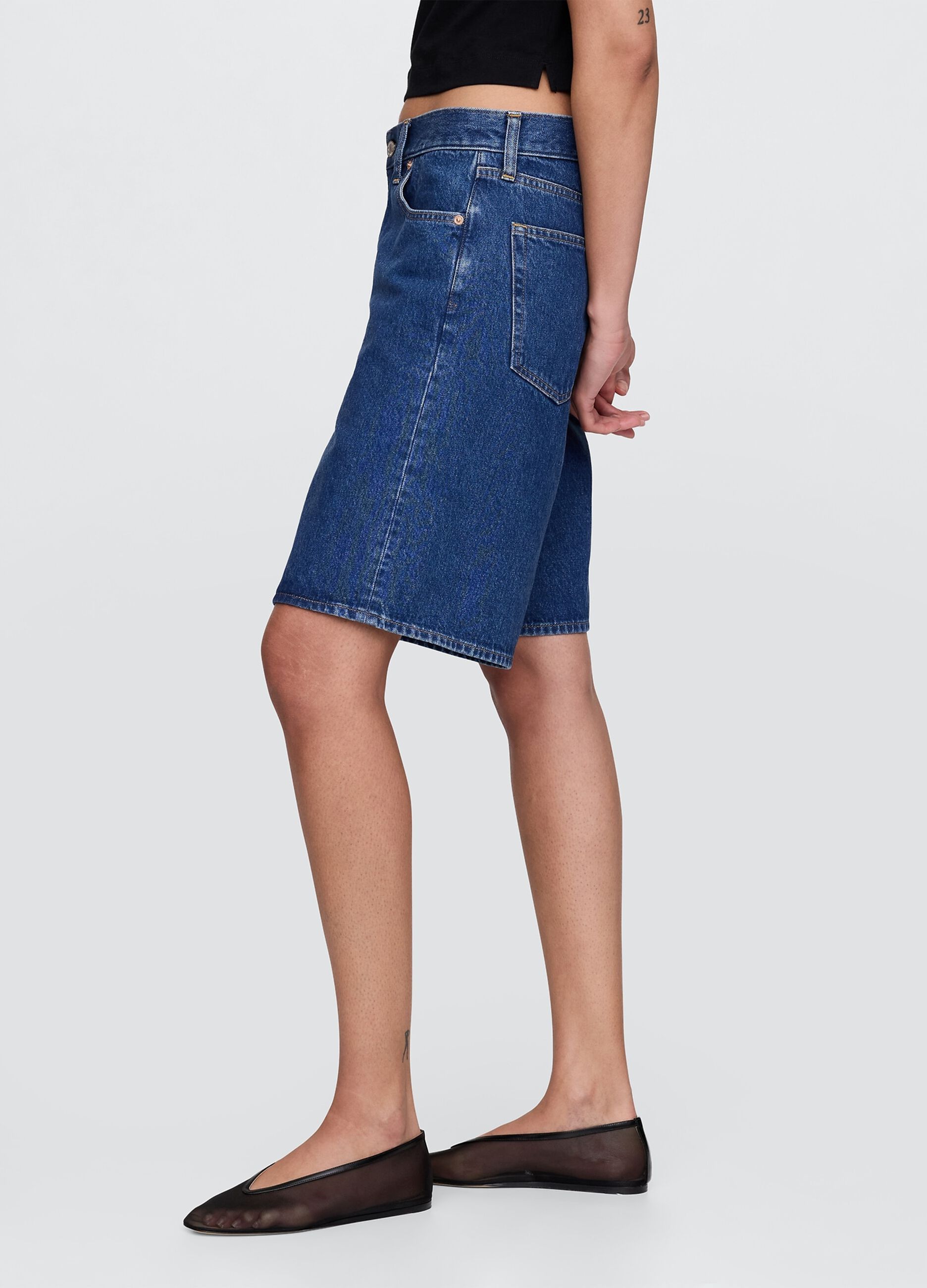 Pantaloncini in denim blu_3