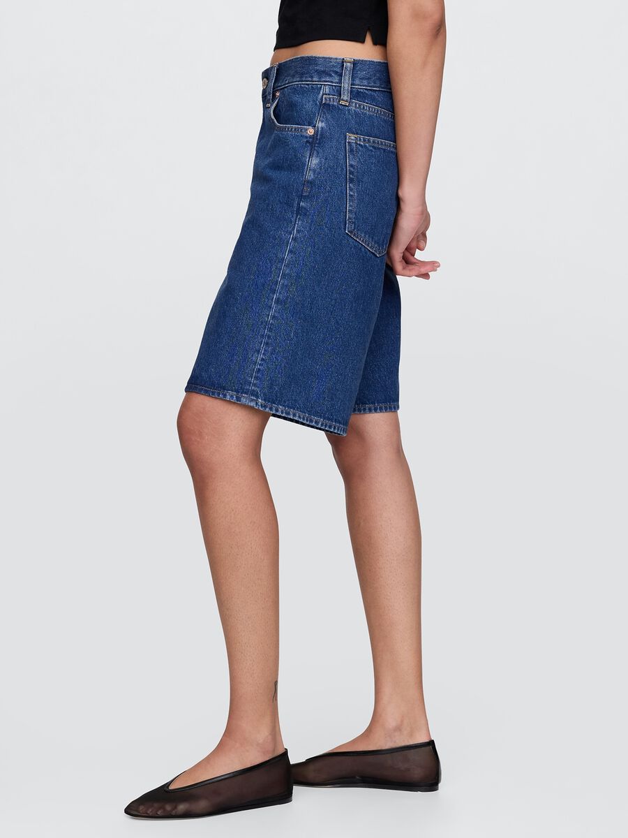 Pantaloncini in denim blu Donna_3