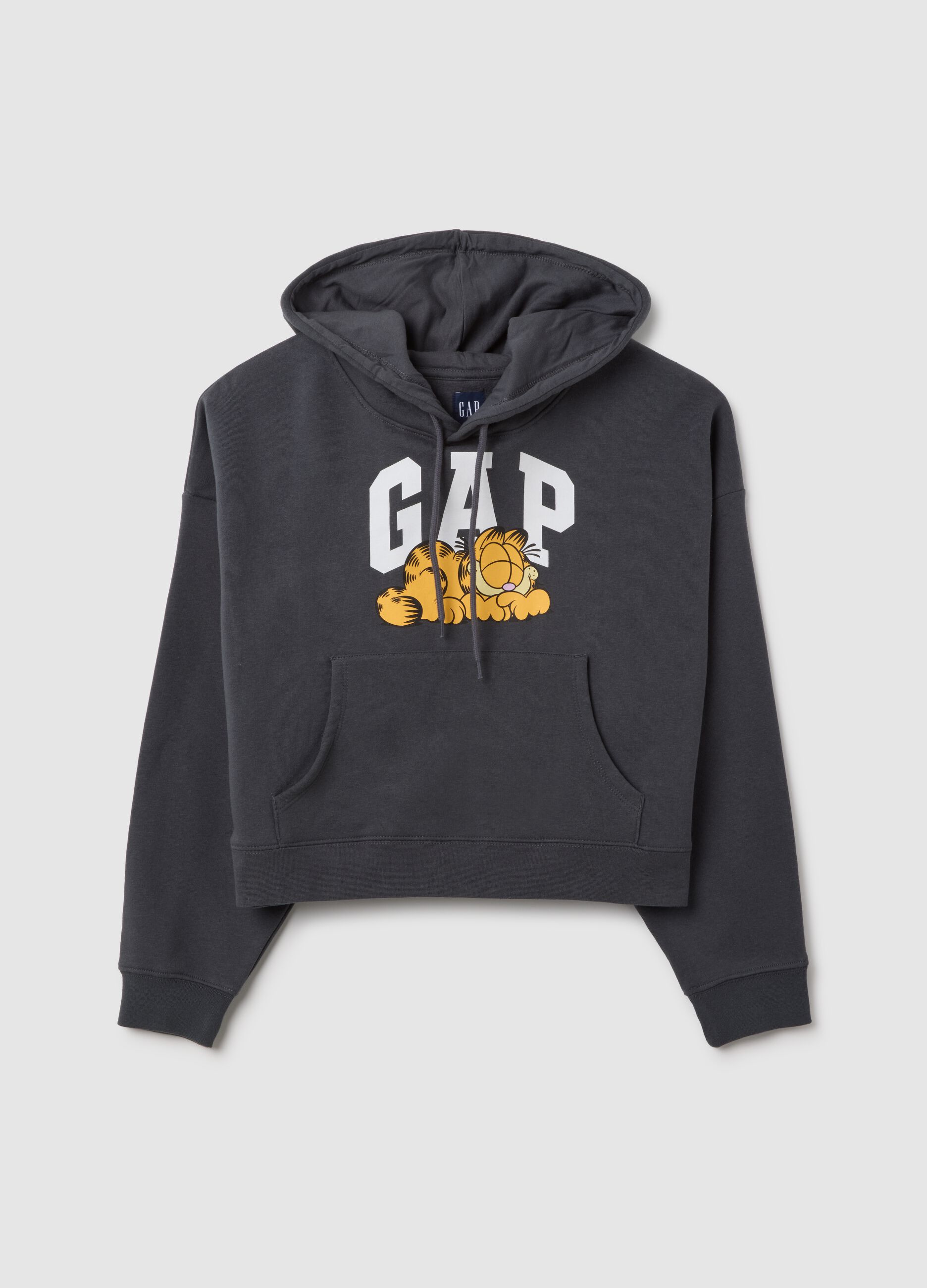 Felpa cropped con cappuccio Garfield grigio scuro