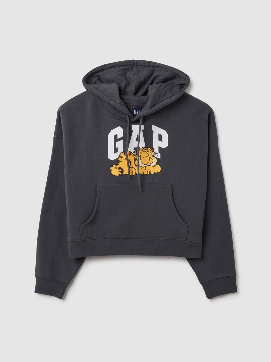 Felpa cropped con cappuccio Garfield grigio scuro Woman_0