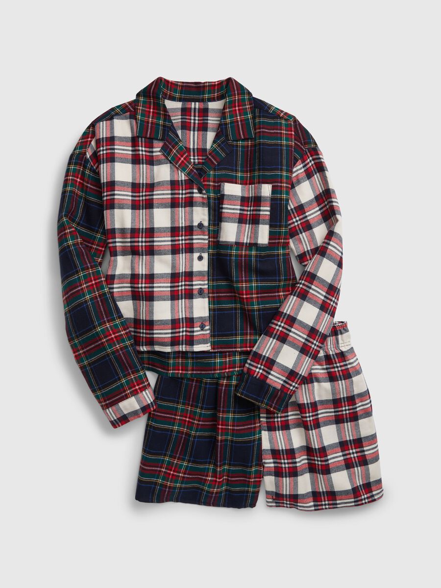 Full-length pyjamas in plaid flannel Girl_0