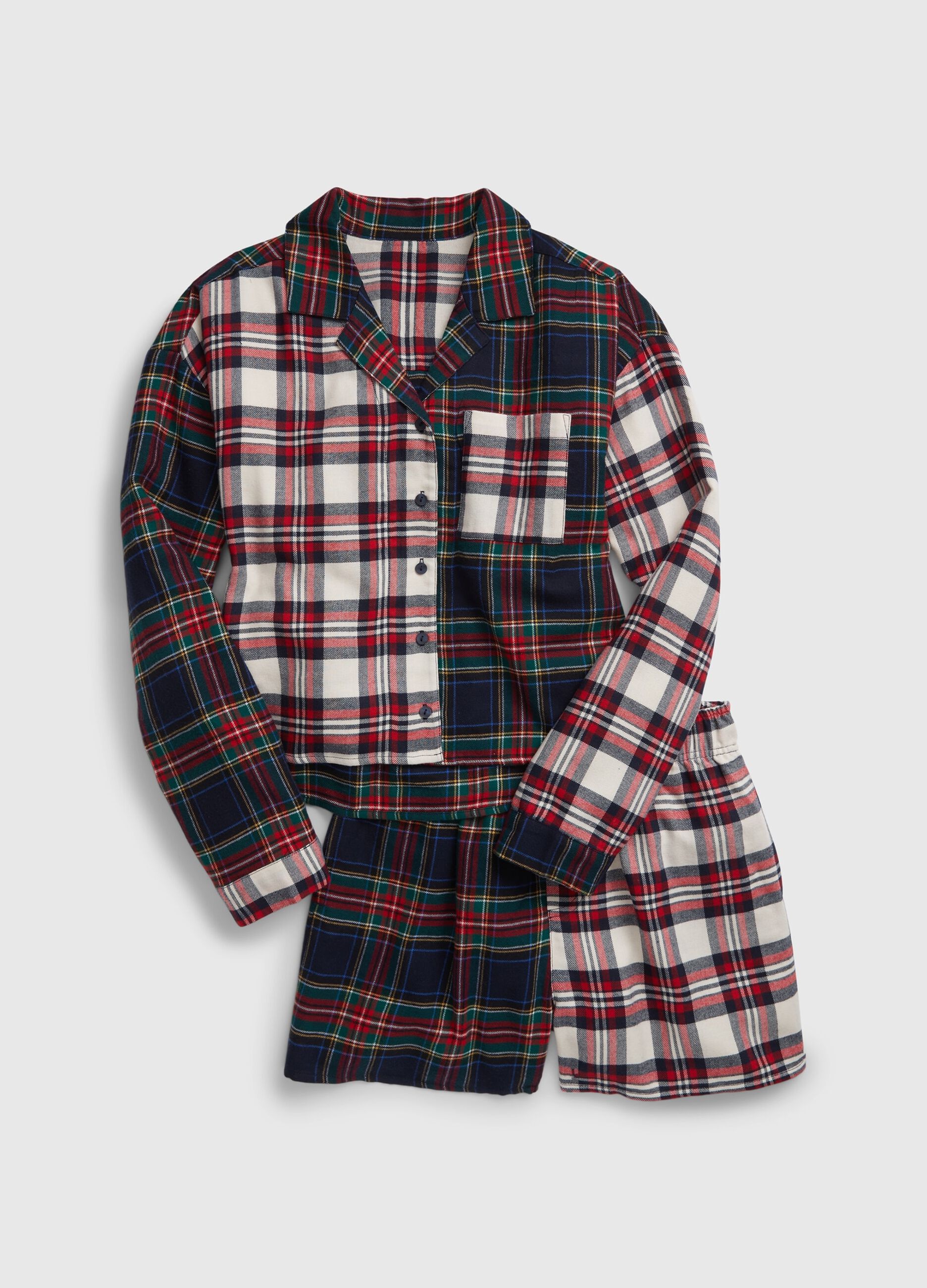 Pigiama lungo in flanella plaid 