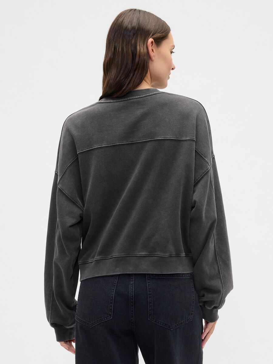 Felpa grigia con logo ricamato Donna_1