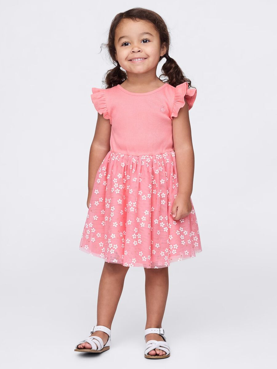Abito rosa con dettagli floreali per bambina GAP Kids Bimba_0