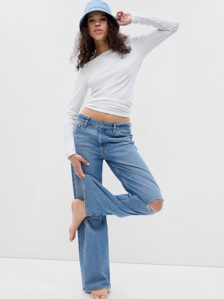 T-shirt a maniche lunghe in cotone e modal Donna_1