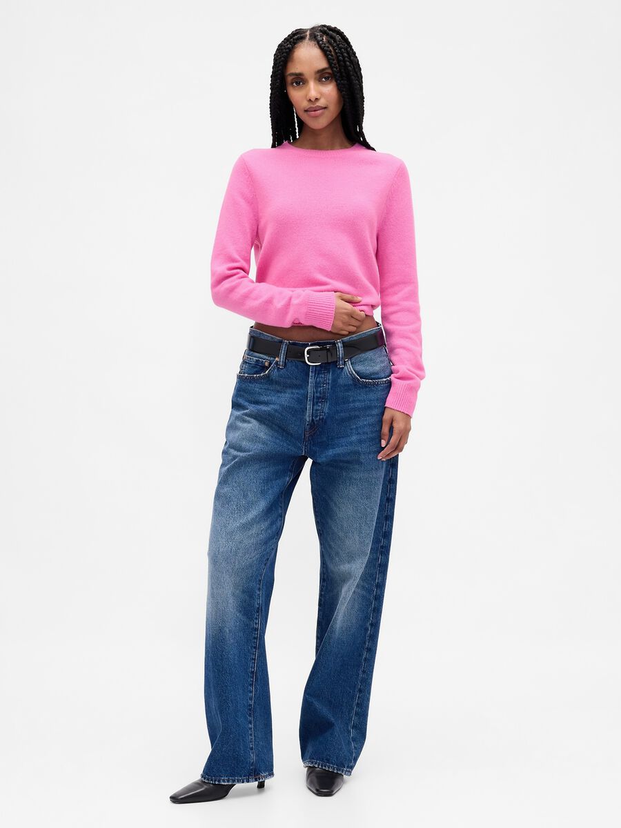 Pink Cotton Blend Sweater Woman_2