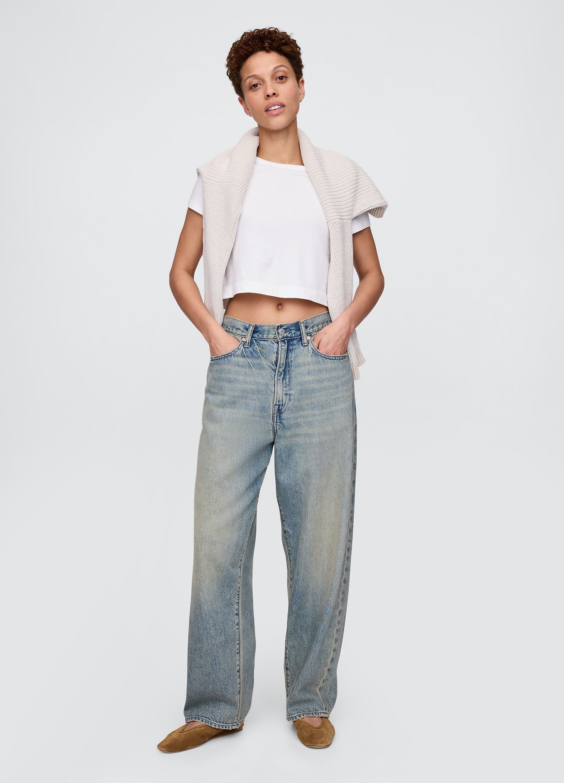 Jeans baggy in denim a cinque tasche Gap_1