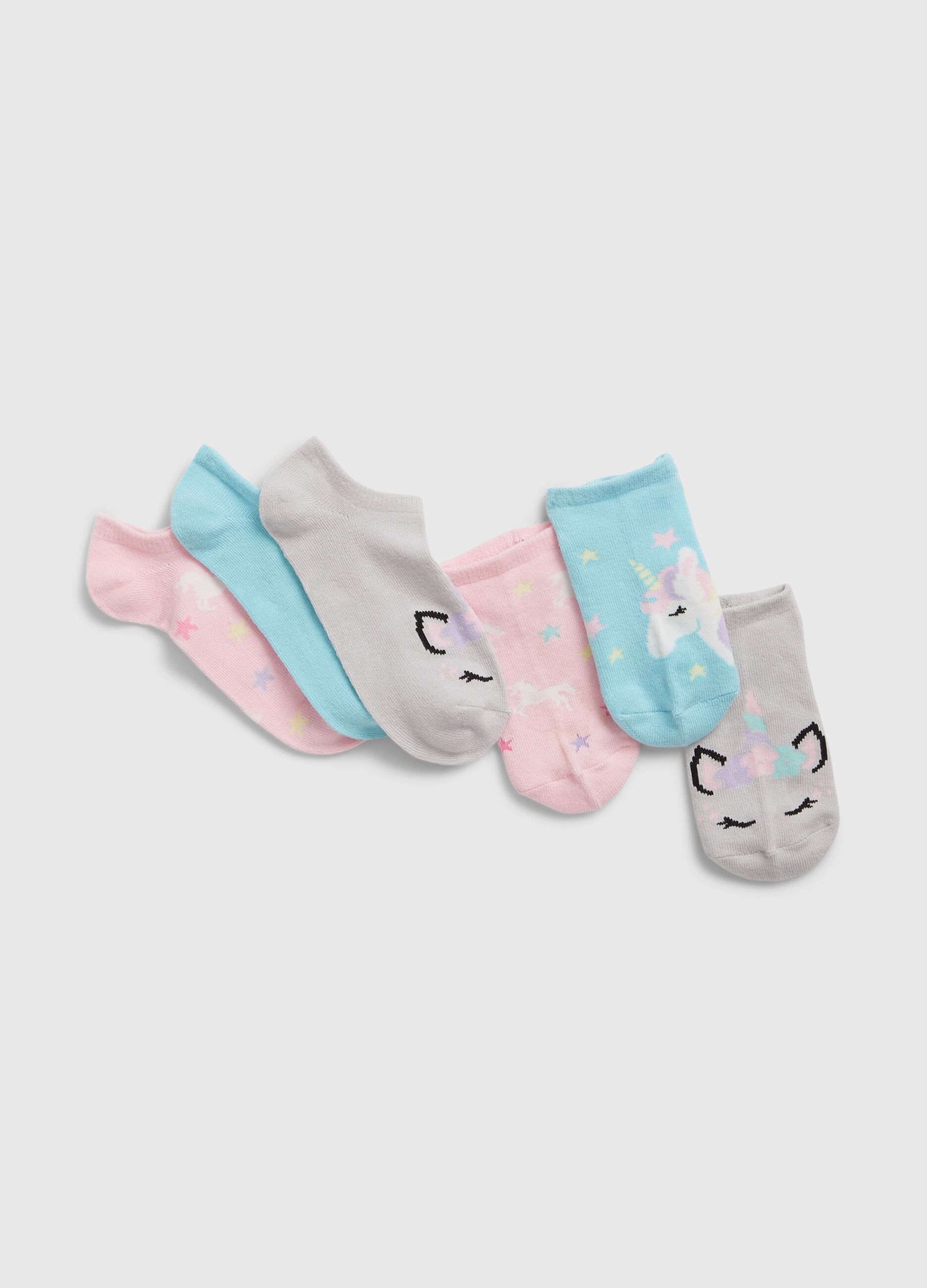 Three-pair pack short socks with unicorn and stars