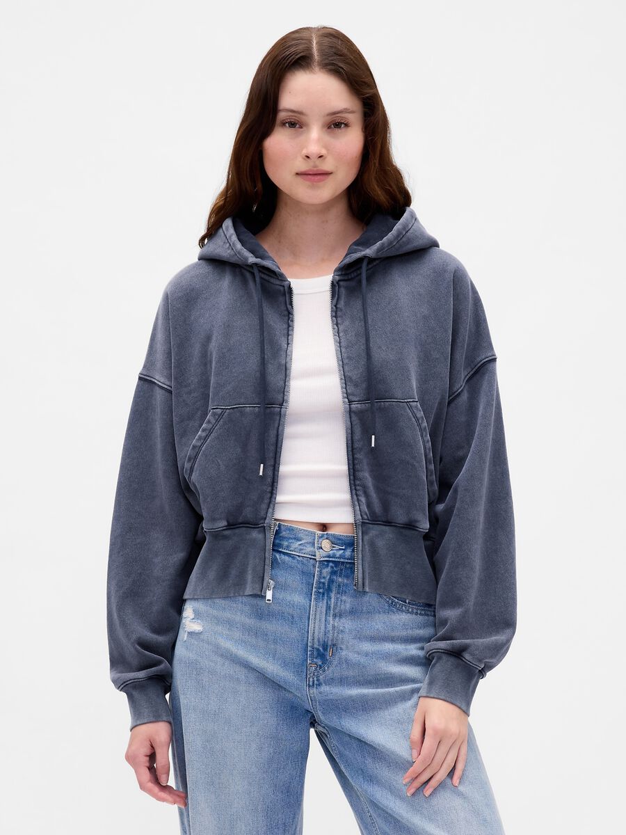 Grey hoodie with zip Woman_0