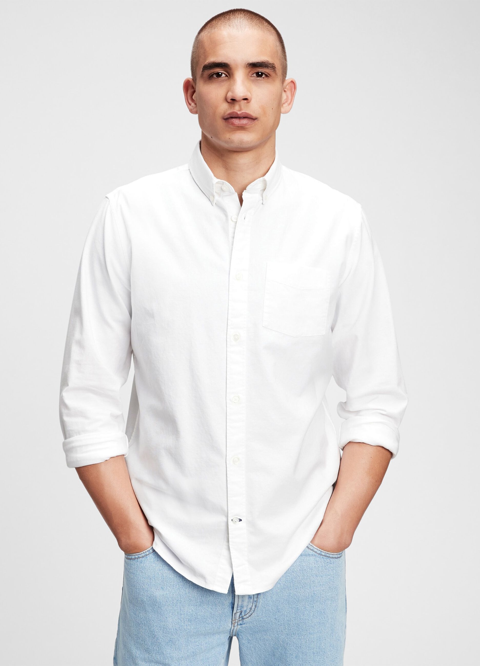 Camicia regular fit in cotone oxford