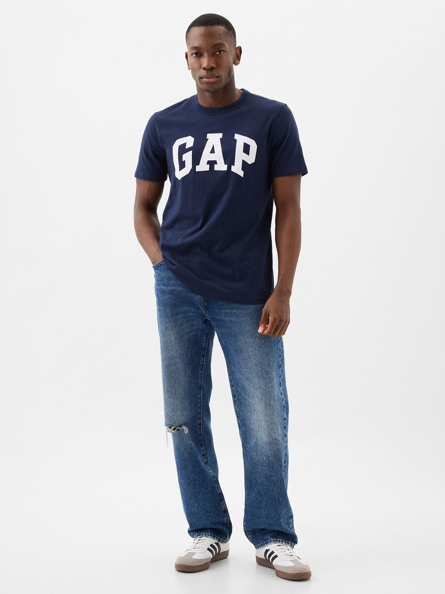 Cotton T-shirt with logo print Man_1