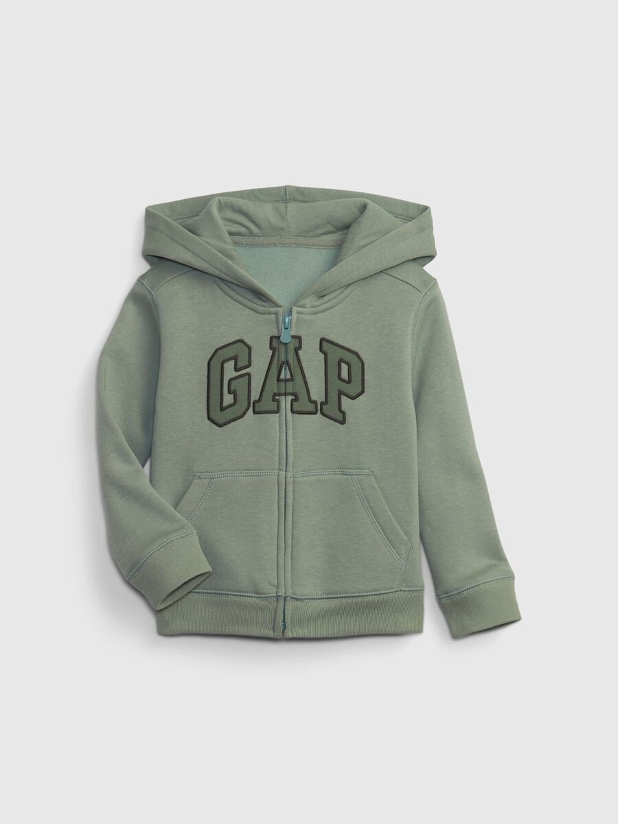 Full-zip sweatshirt with hood and logo embroidery Newborn Boy_0