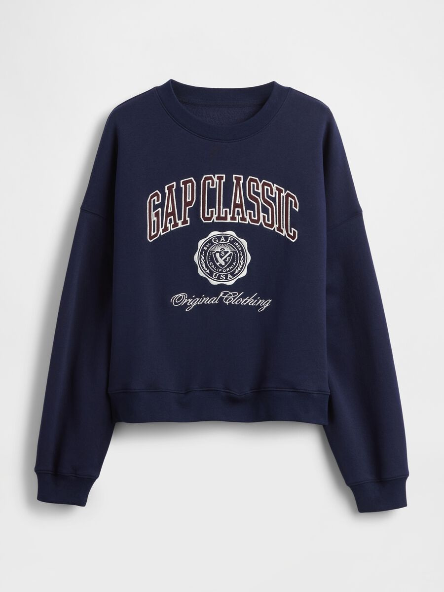 Blue Sweatshirt with Text in Cotton Blend Woman_3
