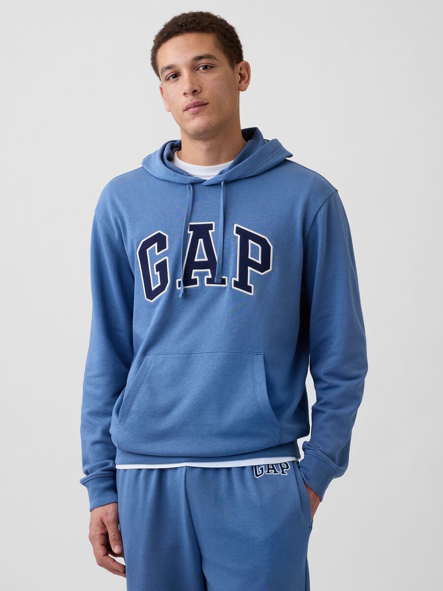 Felpa con cappuccio e logo in misto cotone Uomo_1