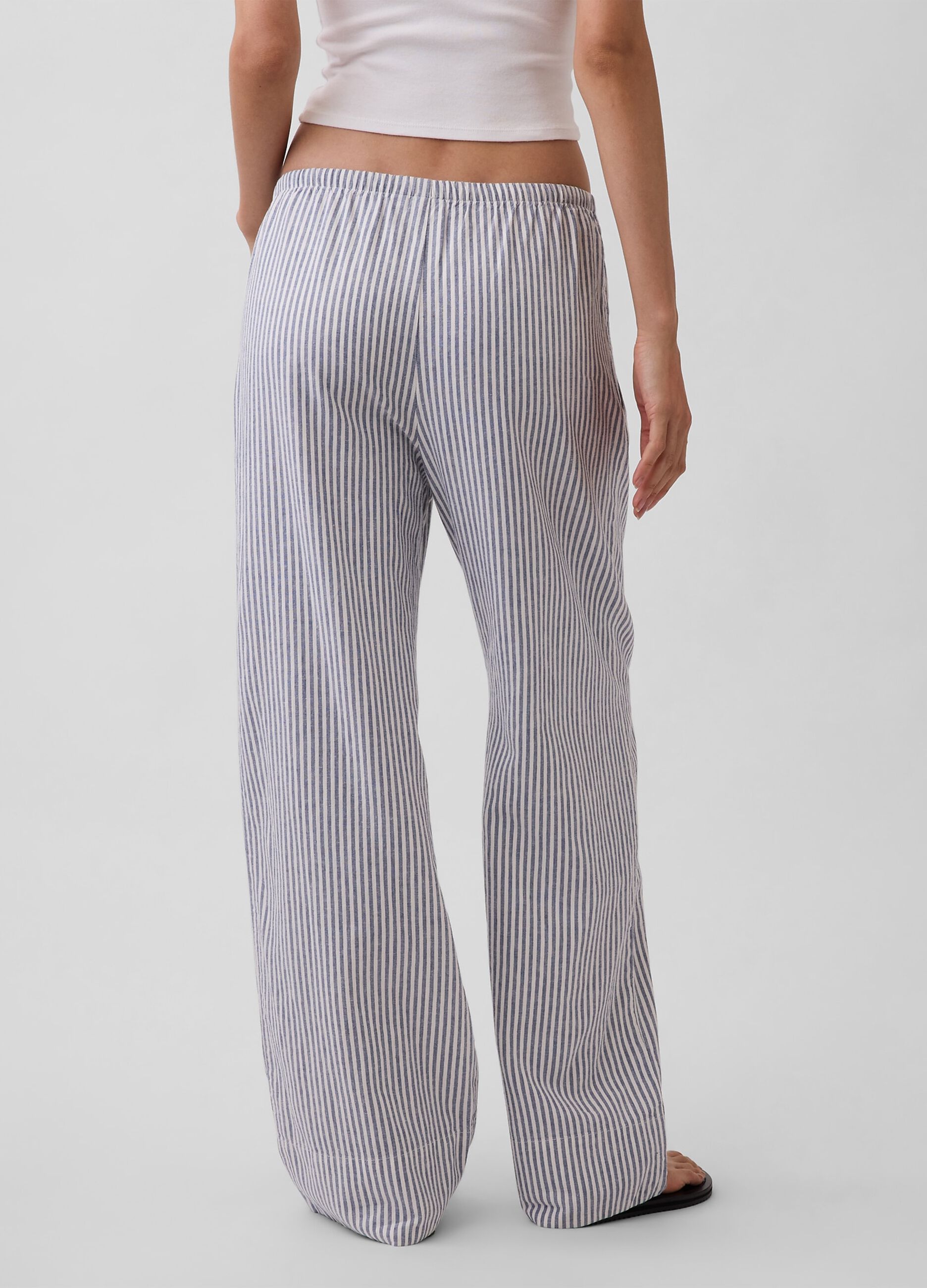 Pantaloni in misto lino a righe