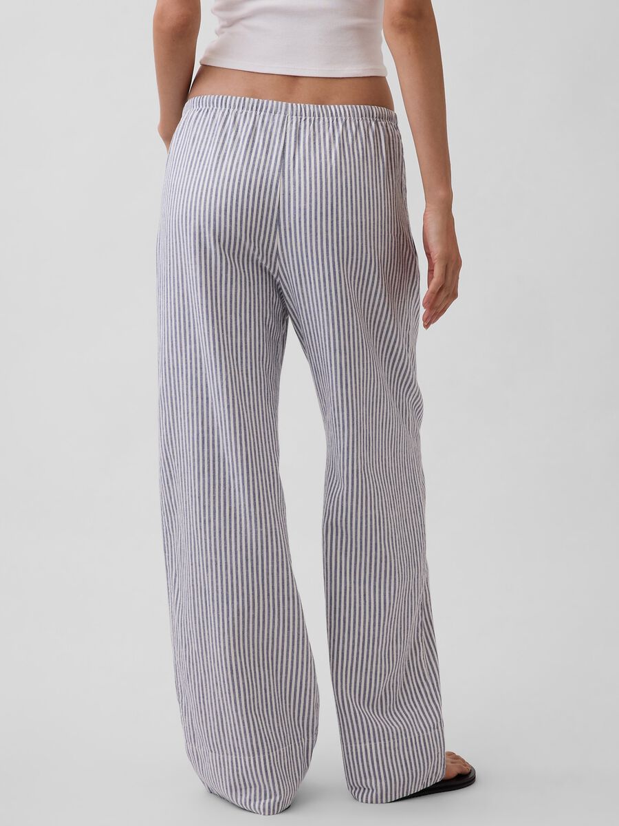 Pantaloni in misto lino a righe Donna_2