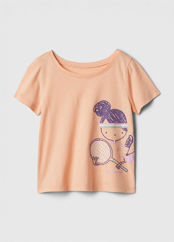 Orange T-shirt with tennis player print