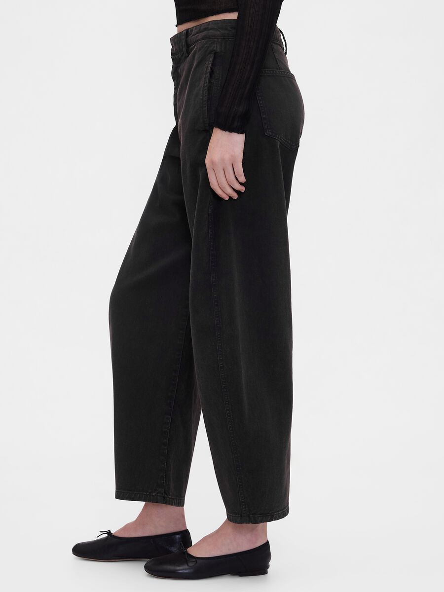 Wide Black Cotton Trousers Woman_3