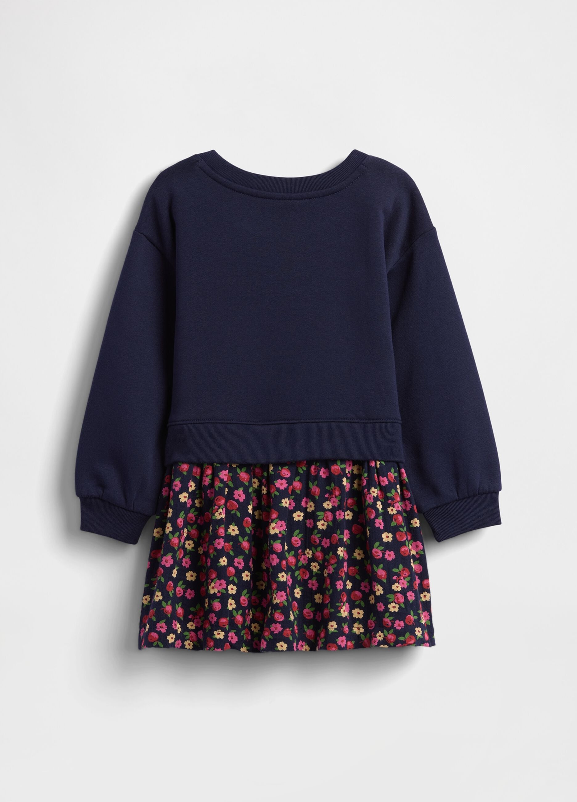Vestito blu con stampa Minnie e gonna floreale_2