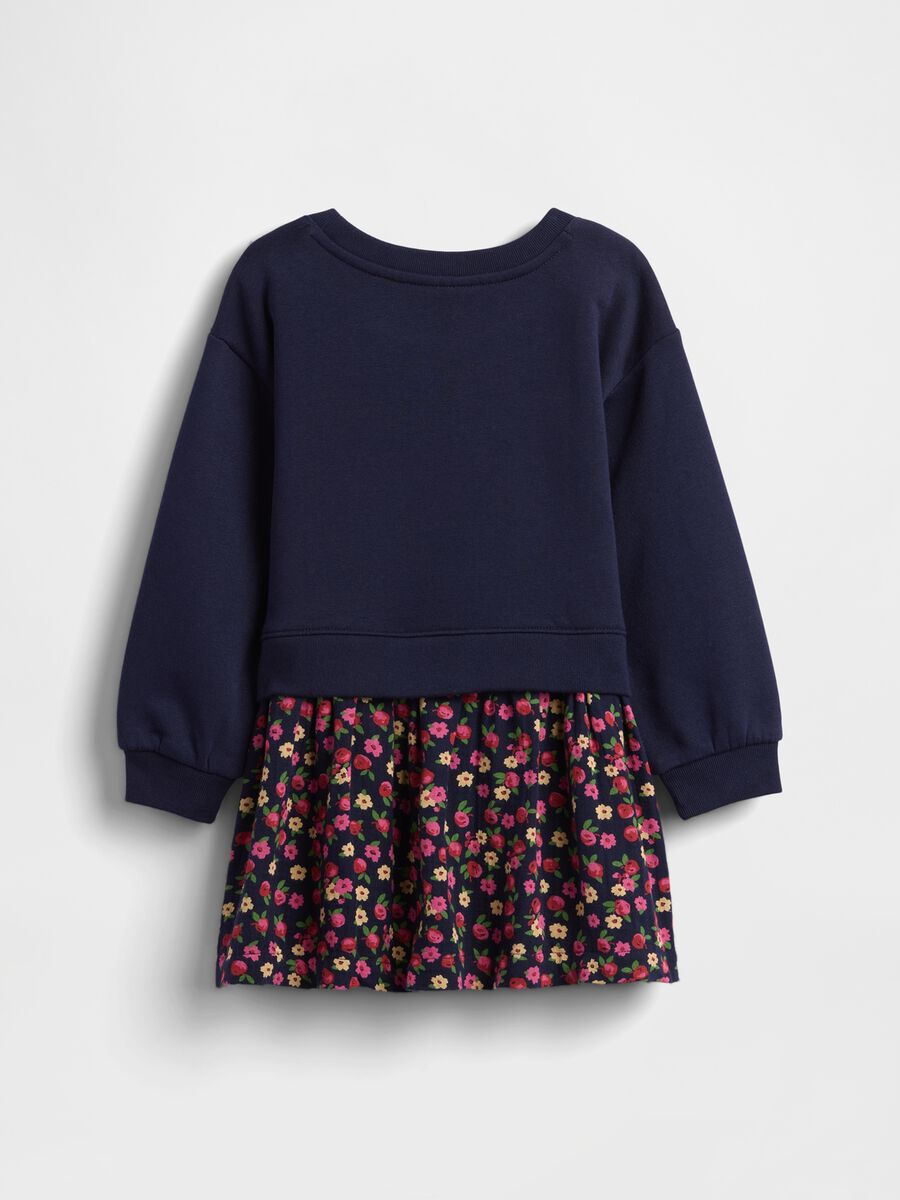 Vestito blu con stampa Minnie e gonna floreale Bimba_2