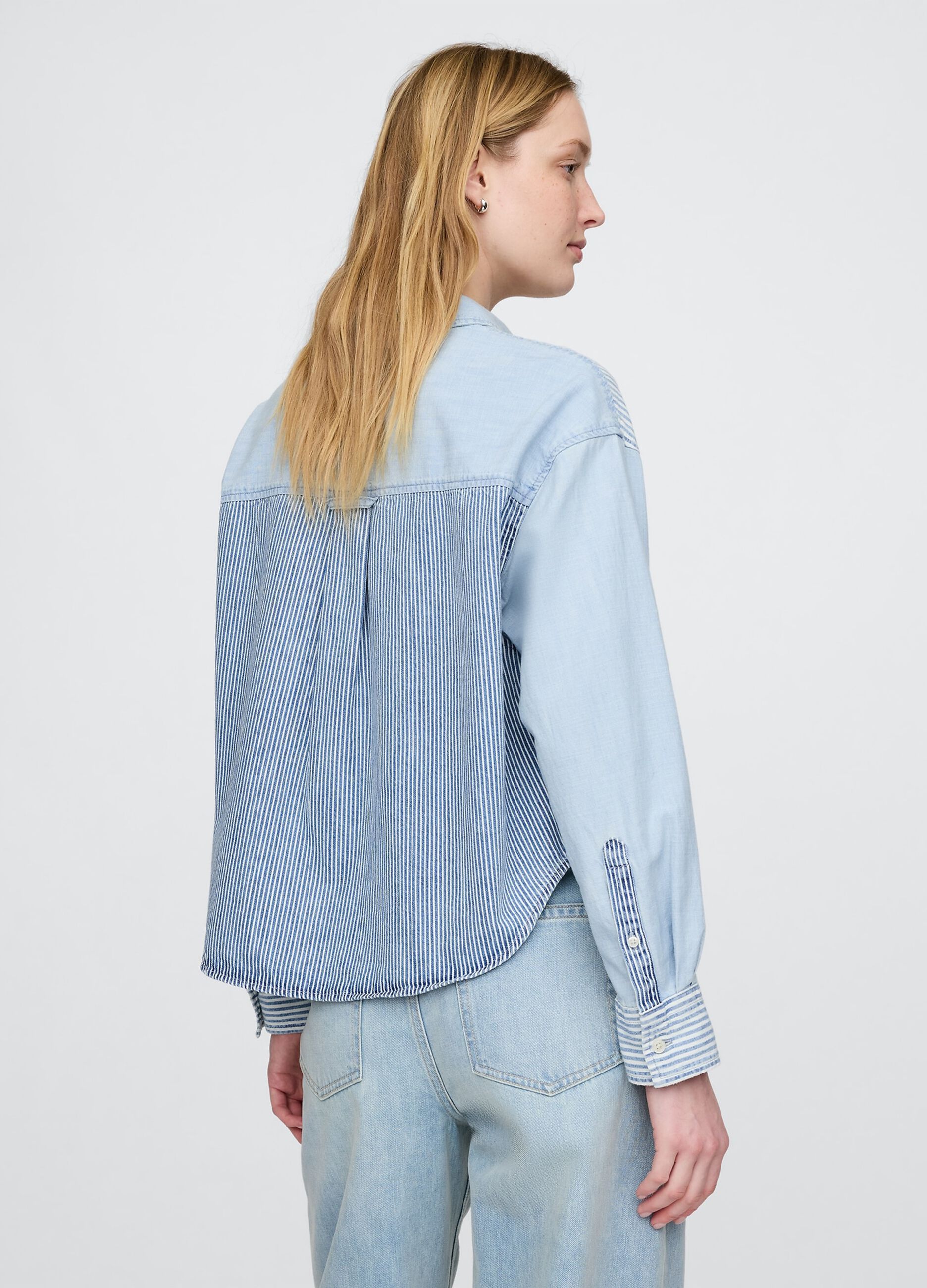 Camicia patchwork a righe Gap in cotone_2