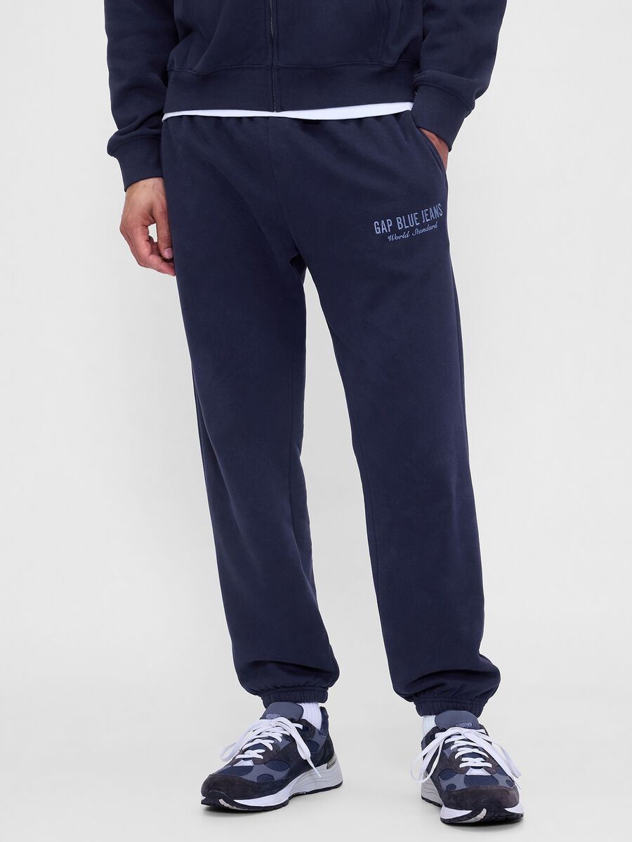 Pantaloni blu in misto cotone e poliestere Uomo_1