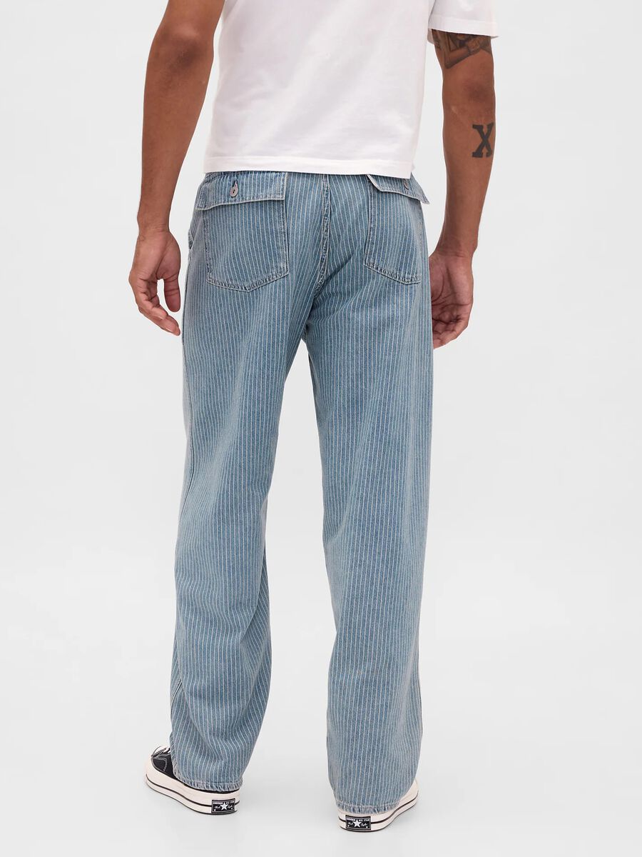 Regular fit azure pure cotton baggy jeans with five pockets Man_2