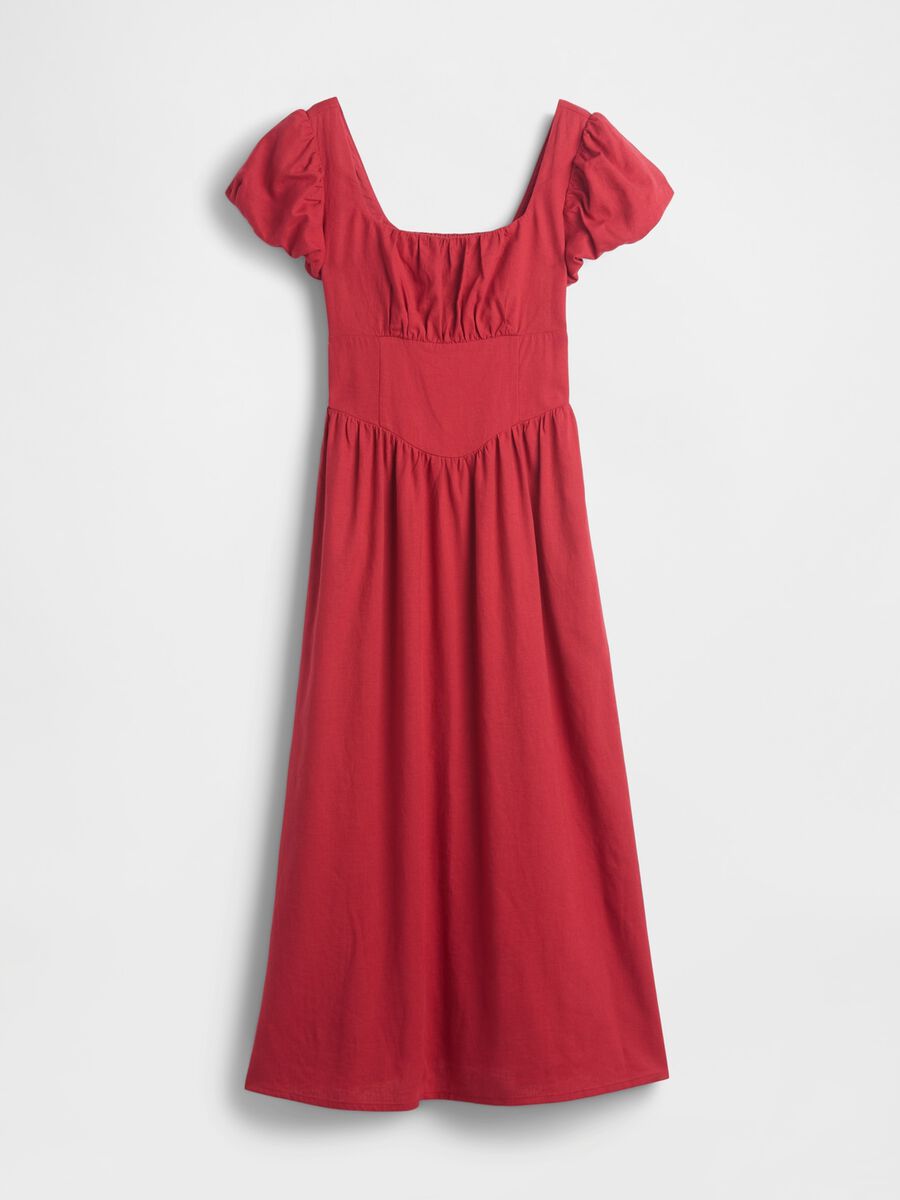 Abito midi in misto lino Donna_4