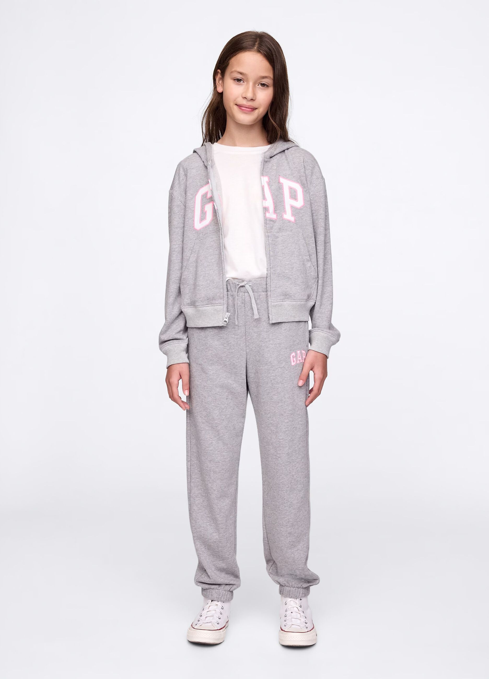 Joggers grigio con coulisse e patch logo