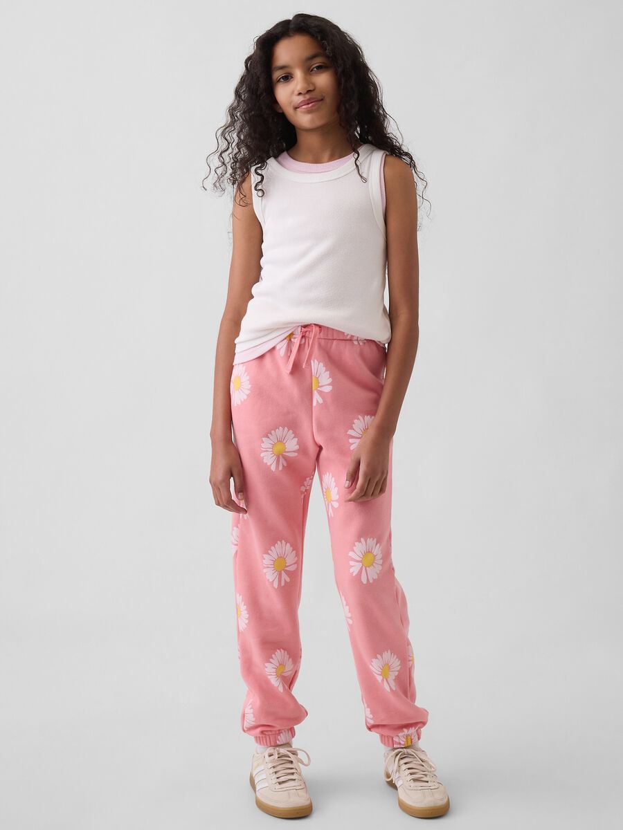 Joggers in misto cotone con logo GAP e stampa floreale Bambina_0