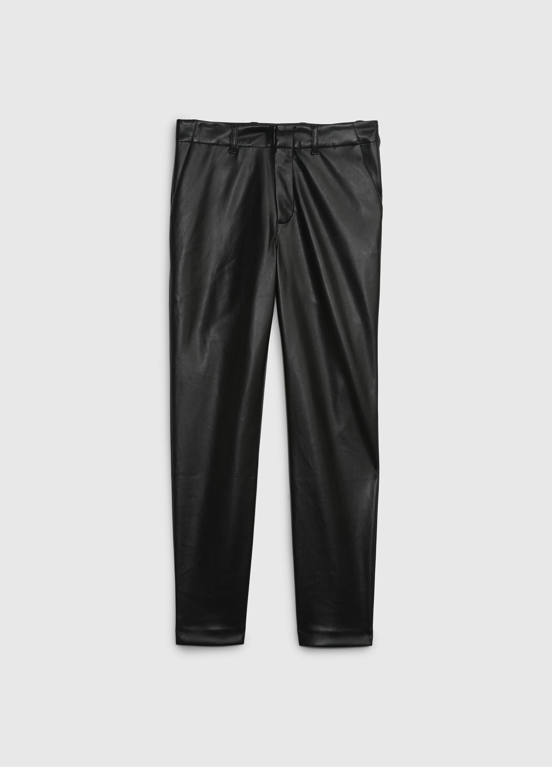 Slim-fit glossy-effect trousers_5